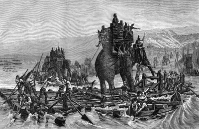 Aníbal atravessando o Ródano, 218 aC 1882-1884 de Gilbert