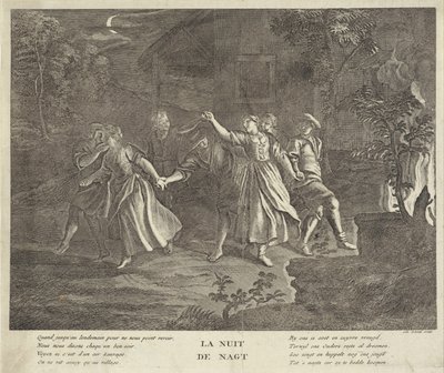 Noite: dança redonda de homens e mulheres jovens
La nuit / A noite (título sobre o objecto) de Gilbert Schoute