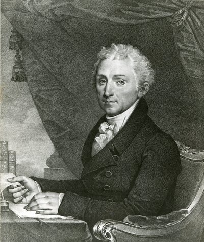 James Monroe, 5º Presidente dos Estados Unidos da América (a/b/w litho) de Gilbert Stuart