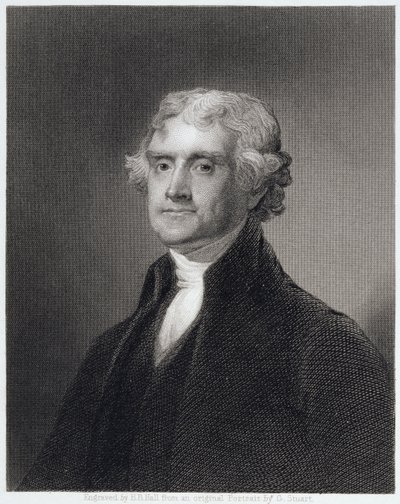 Retrato de Thomas Jefferson, gravado por Henry Bryan Hall (1808-84) de Gilbert Stuart