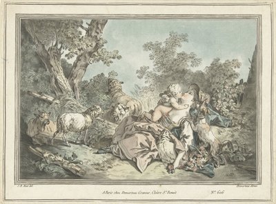 Pastora abraçada por Amor de Gilles Antoine Demarteau