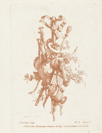 Troféu com instrumentos musicais de Gilles Antoine Demarteau