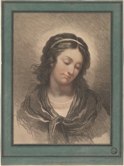 Cabeça de uma mulher olhando para baixo de Gilles Antoine Demarteau after François André Vincent