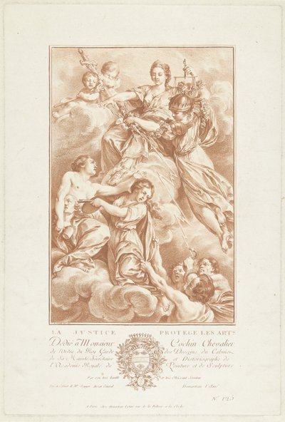 Alegoria com a Justiça como protectora das artes
La Justice protege les arts (título sobre o objecto) de Gilles Demarteau