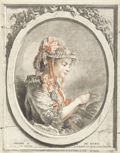 Mulher a ler em oval de Gilles Demarteau