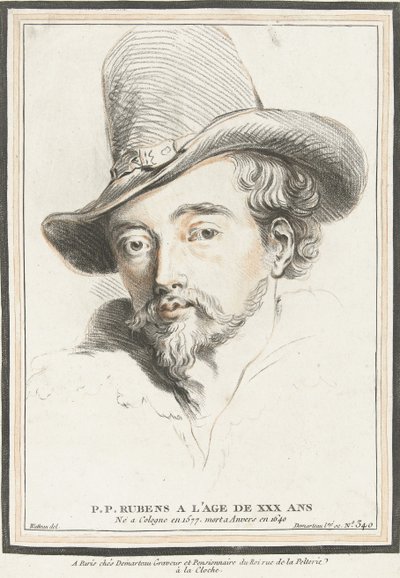 Retrato de Peter Paul Rubens aos 30 anos de idade de Gilles Demarteau