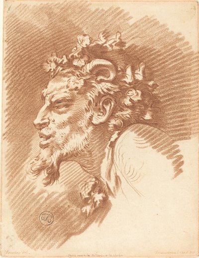 Cabeça de um fauno de Gilles Demarteau, the Elder after François Boucher
