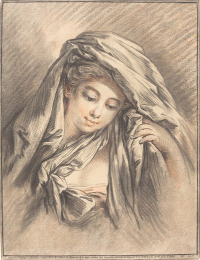 Jovem com a cabeça coberta de Gilles Demarteau, the Elder after François Boucher