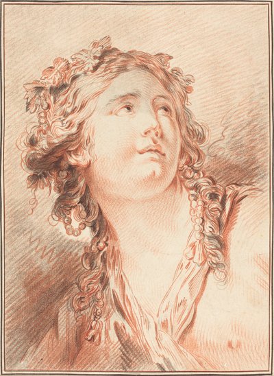 Cabeça de uma jovem de Gilles Demarteau, the Elder after Jean Baptiste Le Prince