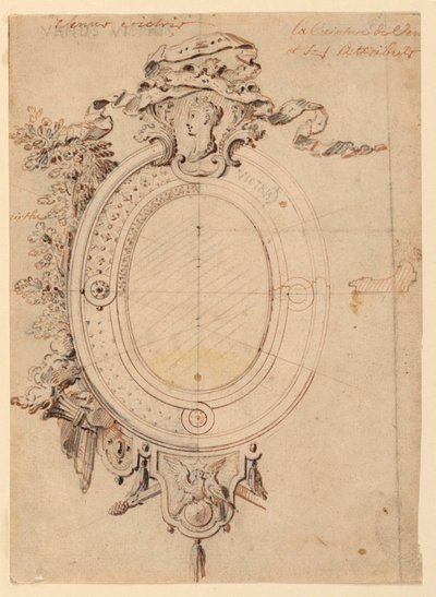 Design para uma moldura oval no tema de Vênus vitoriosa de Gilles Marie Oppenord