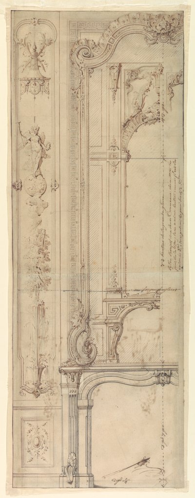 Projetos para lareiras para o Hotel de Pomponne, Place des Victoires, Paris de Gilles Marie Oppenord