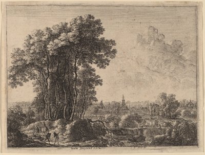 Paisagem com cavaleiro e três viajantes de Gilles Neyts