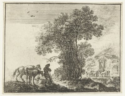 Paisagem com um agricultor e dois cavalos de Gilles Neyts