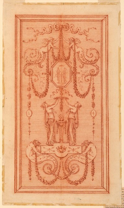 Projeto para Painel Decorativo (com Ninfas e Guirlandas) de Gilles Paul Cauvet