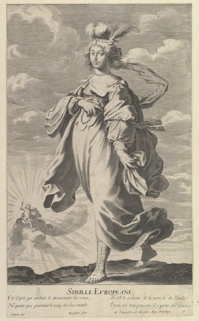 Sibila Europeia, c. 1635. Criadores: Gilles Rousselet, Abraham Bosse. de Gilles Rousselet and Abraham Bosse
