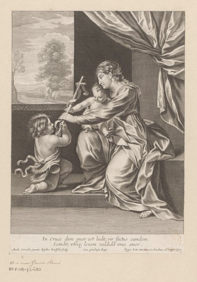Maria com o Menino e João Batista segurando uma cruz de Gilles Rousselet