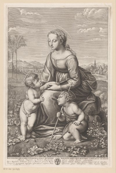 Maria com criança e João Batista em uma paisagem de prado de Gilles Rousselet