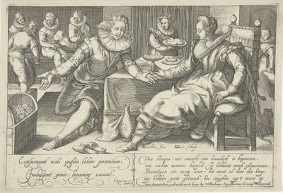 Desperdício no casamento Casal elegante à mesa em uma sala de Gillis van Breen
