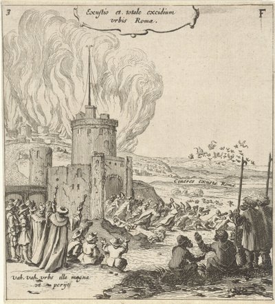 Marca em Roma A queima e destruição total da cidade de Roma (título no objeto) de Gillis van Scheyndel (I)