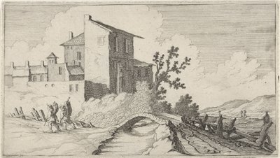 Ponte em frente de edifícios murados
Doze paisagens (título da série) de Gillis van Scheyndel (I)