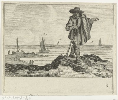 Paisagem de dunas com um andador Verscheyden Praias e paisagens aquáticas feitas por Jan Percelles (título da série) de Gillis van Scheyndel (I)