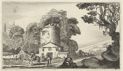Paisagem com uma torre Doze paisagens com figuras (título da série) de Gillis van Scheyndel (I)