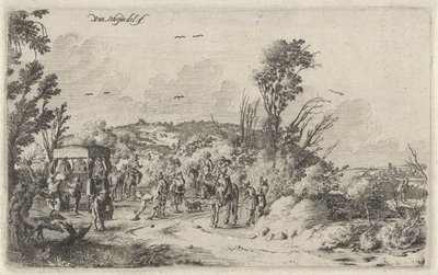 Transporte e pilotos em uma estrada rural Cheiro Paisagens com os cinco sentidos (título da série) de Gillis van Scheyndel (I)