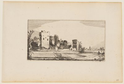Campos antes de ruínas transformados em quintas, de Doze paisagens com figuras de Gillis van Scheyndel