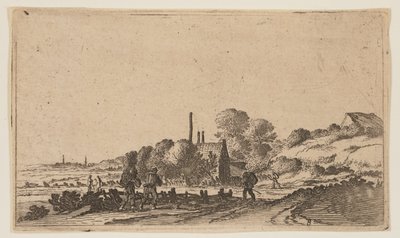 Figuras num caminho antes das quintas nas dunas, de Doze paisagens de Gillis van Scheyndel