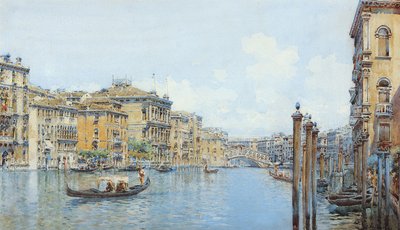 O Grande Canal com vista para o Palácio Papadopoli antes da Ponte Rialto (wc e lápis sobre papel) de Gino de Colle
