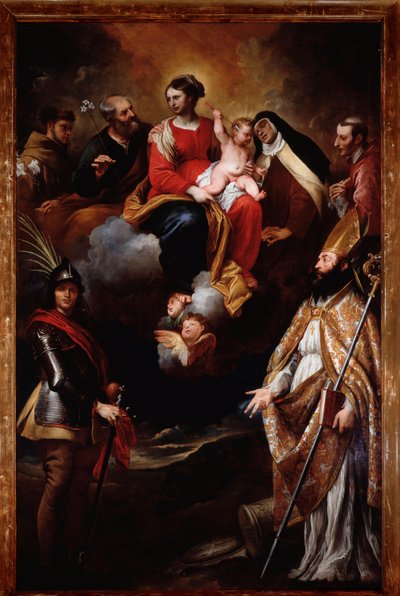 Virgem com criança rodeada de Santos (óleo sobre tela de Gio Bernardo Carbone