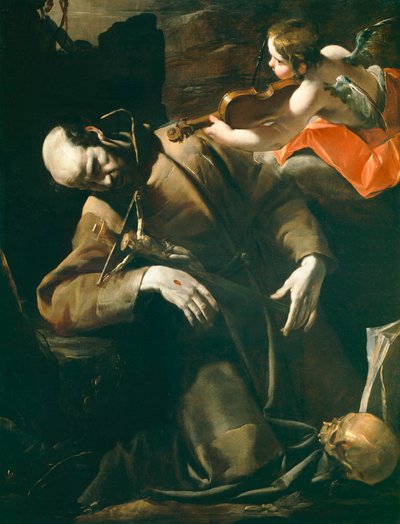 São Francisco de Assis em êxtase diante de um querubim com um violino de Gioacchino Assereto