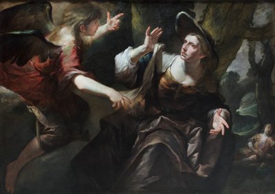 O anjo aparece a Agar e Ismael, c.1640 (óleo sobre tela) de Gioacchino Assereto