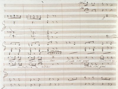 Página da partitura de Le Comte Ory com correcções manuscritas de Gioacchino Rossini de Gioachino Rossini