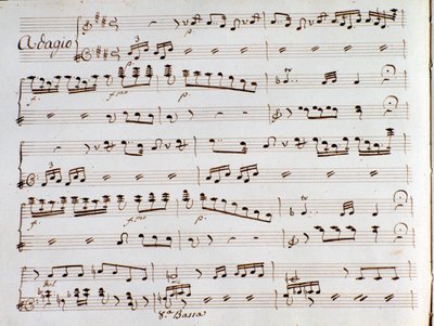 Página da partitura musical da sinfonia do turco na Itália de Gioacchino Rossini de Gioachino Rossini