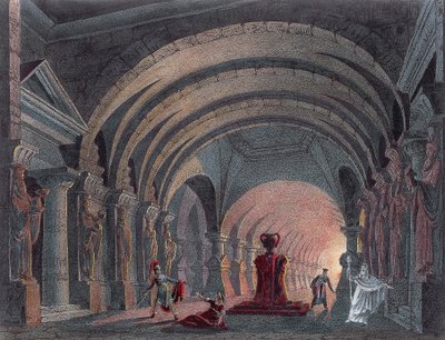 Cenografia para a Lei IV de Semiramida de Gioacchino Rossini (1792-1868), gravura de Gioachino Rossini