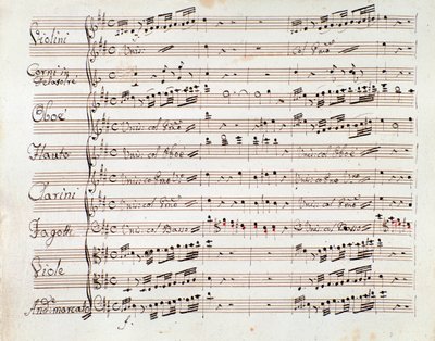 Página de música para a sinfonia reduzida para o piano de Tancredi, ópera de Gioacchino Rossini de Gioachino Rossini