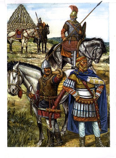 Bárbaro: um guerreiro huno, um guerreiro gótico e um soldado romano de Giorgio Albertini