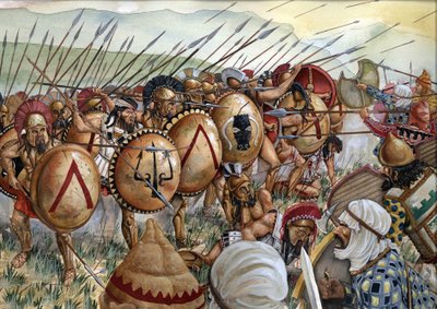 Batalha das Termópilas: o exército dos espartanos, comandado por Leónidas I, combateu os gregos contra os persas em 480 a.C. de Giorgio Albertini