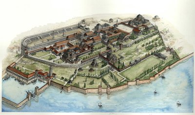 Império Bizantino: vista do Palácio Imperial de Constantinopla, de Giorgio Albertini