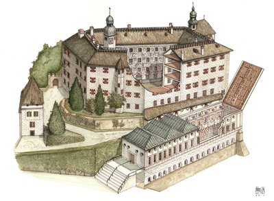 Arquitetura renascentista: reconstrução do castelo de Ambras de Giorgio Albertini