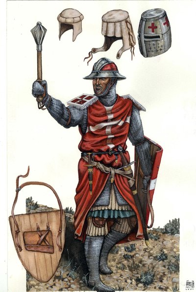 Representação de um sargento da Ordem de São João de Jerusalém (ou Ordem do Hospital ou mais simplesmente dos Hospitalários) do século XIII. de Giorgio Albertini