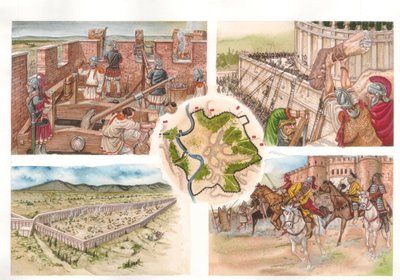 Guerra dos Godos (535-553) entre os Bizantinos e os Ostrogodos: cerco de Roma em 537, defendida pela Armada de Belisaire. de Giorgio Albertini