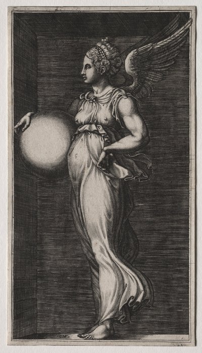 Figura alegórica segurando uma esfera, meados dos anos 1560. de Giorgio Ghisi