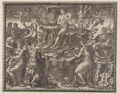 Apolo e as Musas no Monte Parnaso de Giorgio Ghisi