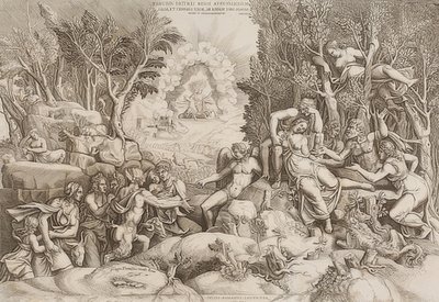 Kephalos lamenta Prokris (depois de um desenho de Giulio Romano, veja a figura número 27883) de Giorgio Ghisi