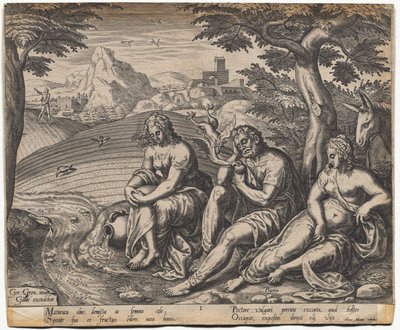 A parábola do semeador e da semente: a semente caindo pelo caminho (depois de Gerard Van Groeningen, ativo Antuérpia 1563-1573) de Giorgio Ghisi