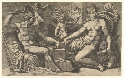 Vênus e Vulcano na Forja, ca. 1555 de Giorgio Ghisi