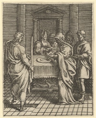 Virgem das Dores: A Apresentação no Templo, um dos nove compartimentos circundantes ..., em 1575. de Giorgio Ghisi