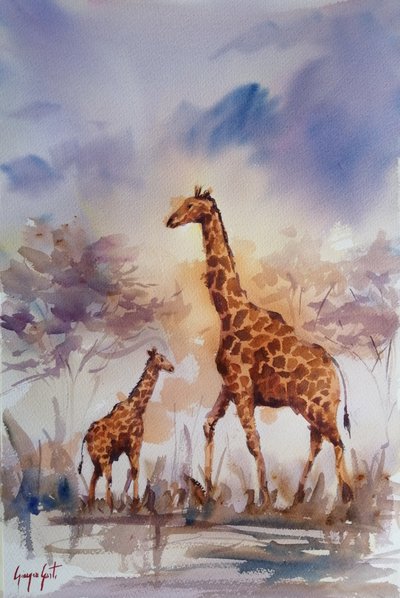 Família das girafas africanas de Giorgio Gosti